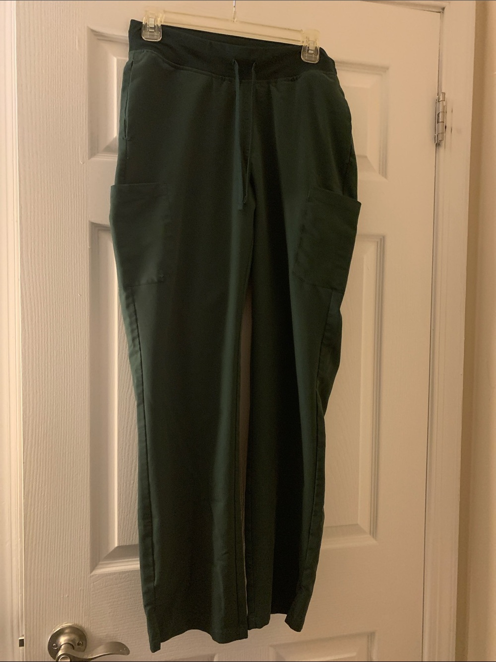 Women's Dark Green Drawstring Joggers with Cargo Pockets